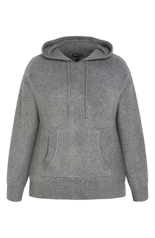 City Chic Ally Sweater Hoodie In Gray