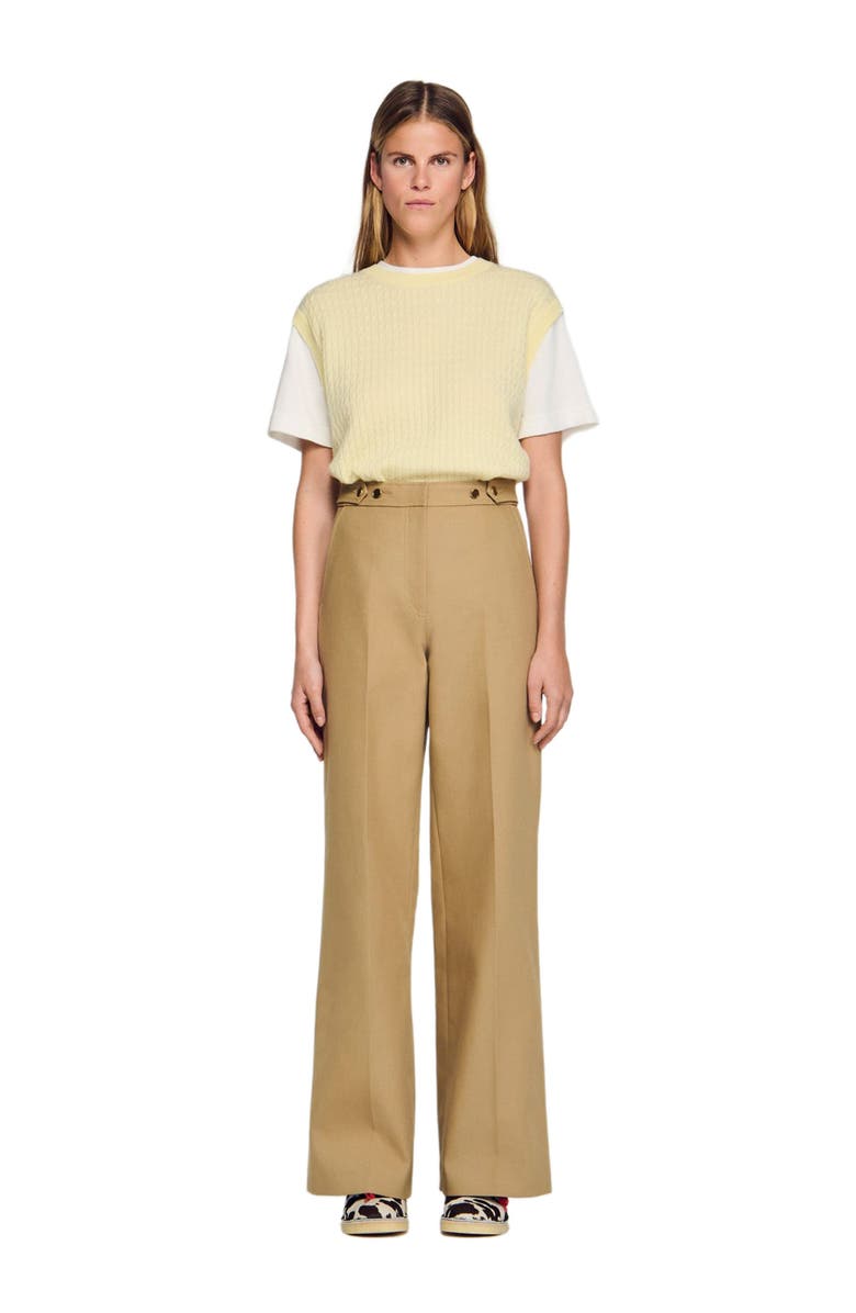 SANDRO Cotton suit trousers, Main, color, Beige