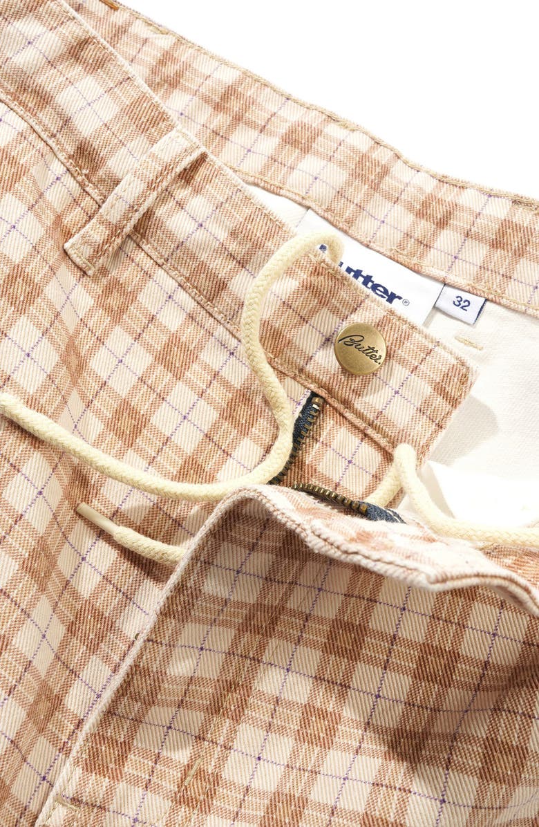 Butter Goods Peanuts<sup>®</sup> Snoopy Spike Cotton Work Shorts, Alternate, color, Sandstone Plaid