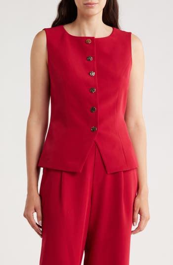 Gemma + Jane Scoop Neck Vest In Red