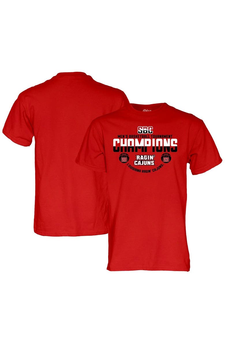 BLUE 84 Cardinal Louisiana Ragin' Cajuns 2023 Sun Belt Men's Basketball Conference Tournament Champions T-Shirt, Main, color, 