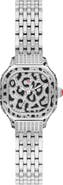 MICHELE Mini Meggie Leopard Dial Diamond Bracelet Watch, 23mm x 25mm