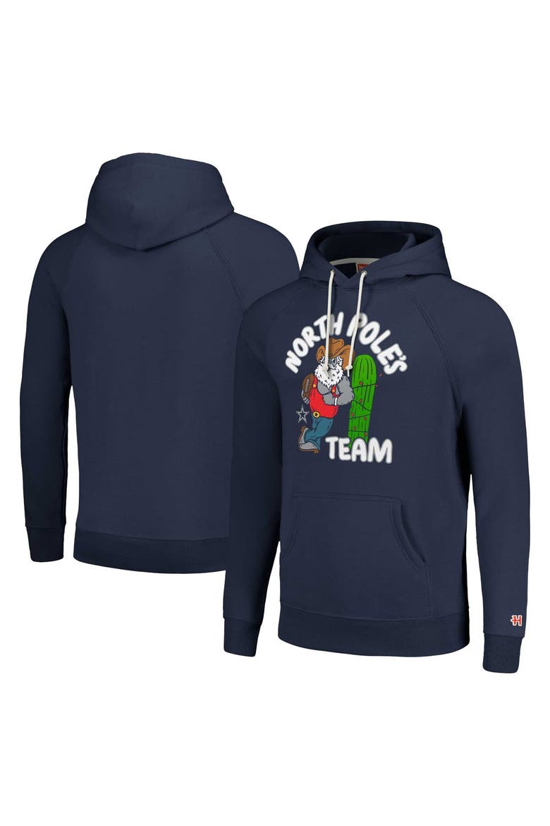 Unisex Homage Navy Dallas Cowboys Holiday Raglan Tri-Blend Pullover Sweatshirt, Main, color, Navy