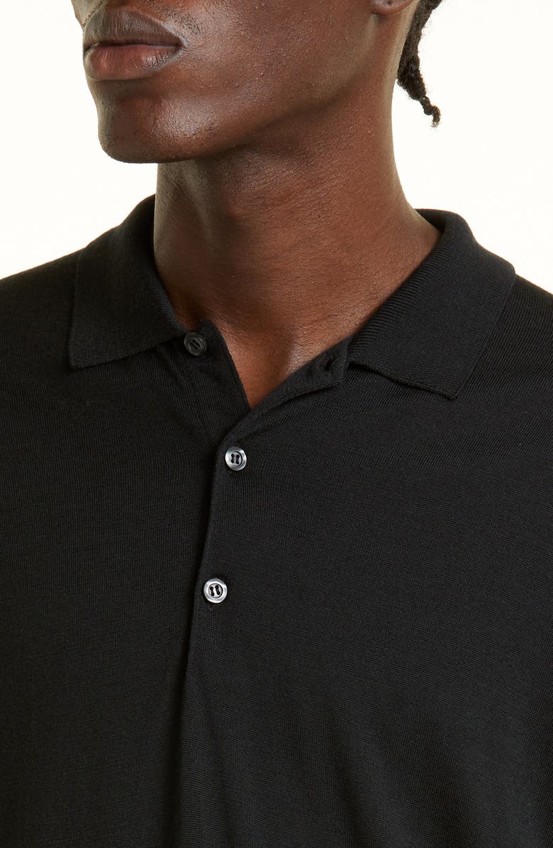 John Smedley Cotswold Wool Polo Sweater, Alternate, color, Black