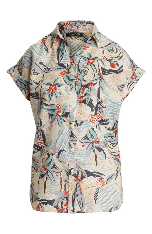 RALPH LAUREN LAUREN RALPH LAUREN FLORAL LINEN BUTTON-UP SHIRT