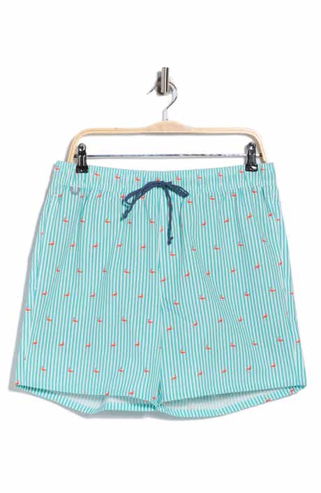 Rainforest Flamingo Seersucker Swim Trunks