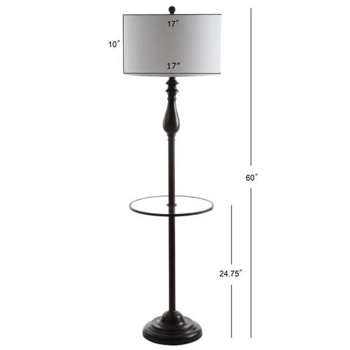 Jonathan Y Laine 60" Metal/glass Led Side Table And Floor Lamp, Oil Rubbed Bronze In Oil Rubbed Bronze
