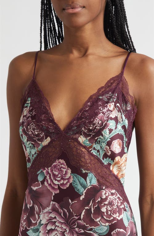 Camilla V Neck Long Bias Silk Slip Dress With Train If These Tiles Could Talk In Burgundy