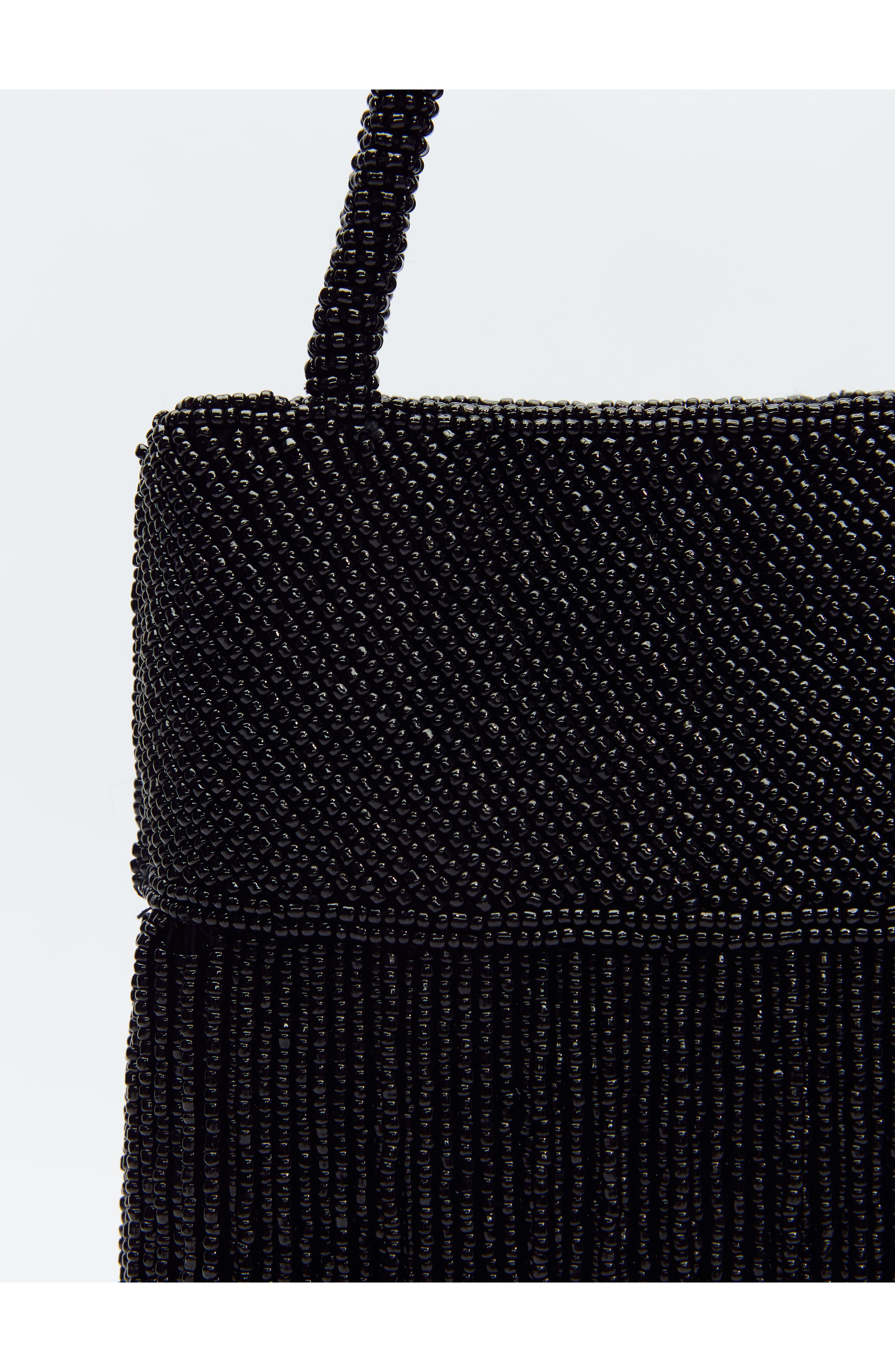 Reformation Mini Valentina Beaded Bag, Alternate, color, Black Beaded