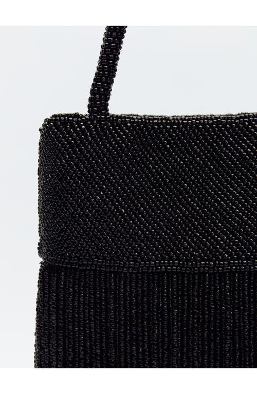 Reformation Valentina Mini Beaded Satin Shoulder Bag In Black