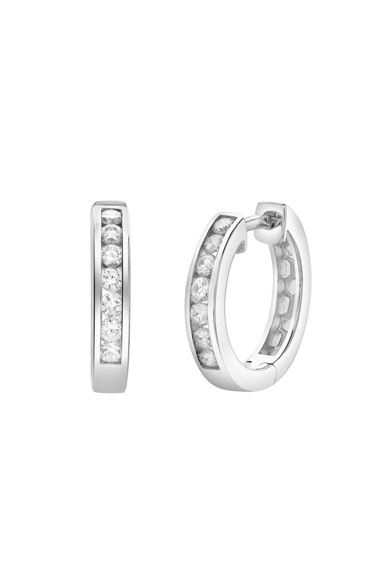 Wisteria Channel-Set Diamond Hoop Earrings in 14K Gold, Alternate, color, 14K White Gold