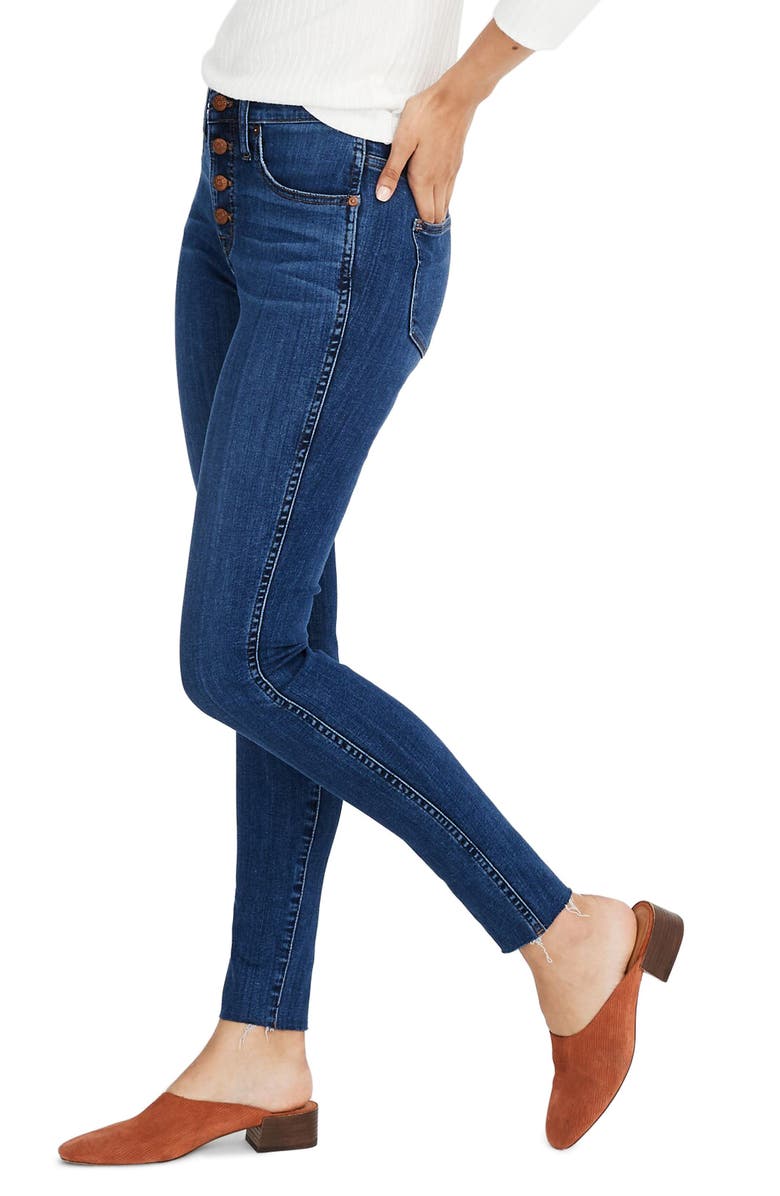 Madewell Button Front 10-Inch High Rise Skinny Jeans, Alternate, color, 