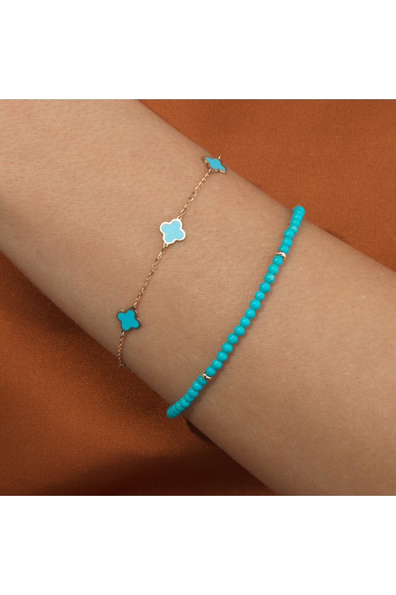 Mini Turquoise Clover Bracelet, Alternate, color, Turquoise