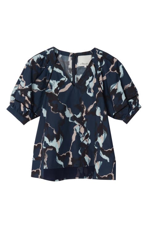 Abstract Vines Lantern Sleeve Top