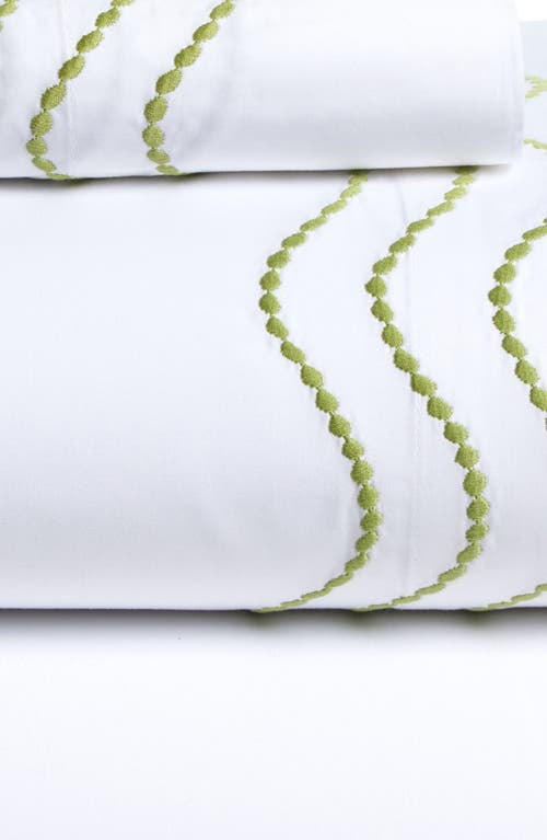 Matouk Serena Embroidered Percale Sheet Set In White