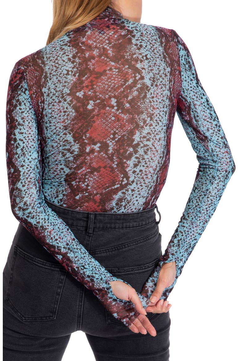 Zadie Semisheer Turtleneck, Alternate, color, PORT/ BLUE SNAKE