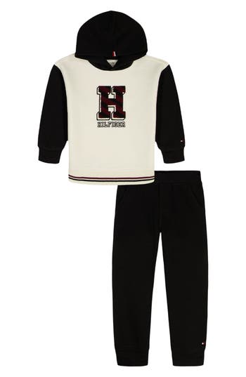 Tommy Hilfiger Embroidered Logo Fleece Hoodie & Joggers Set In Black