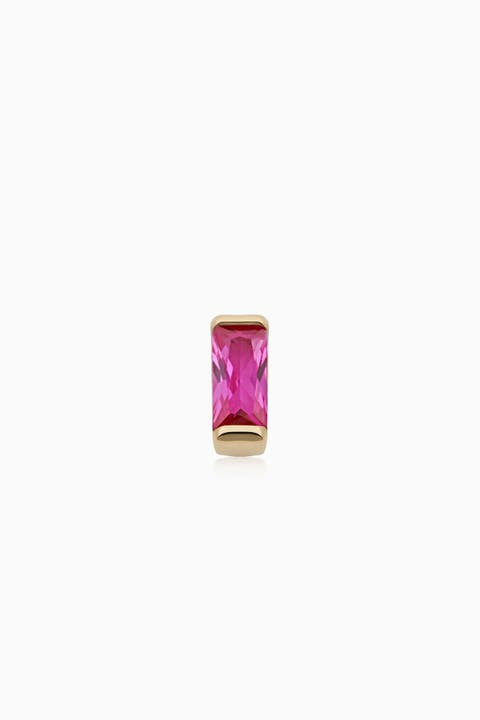 14K Gold Fresco Baguette Micro Single Stud