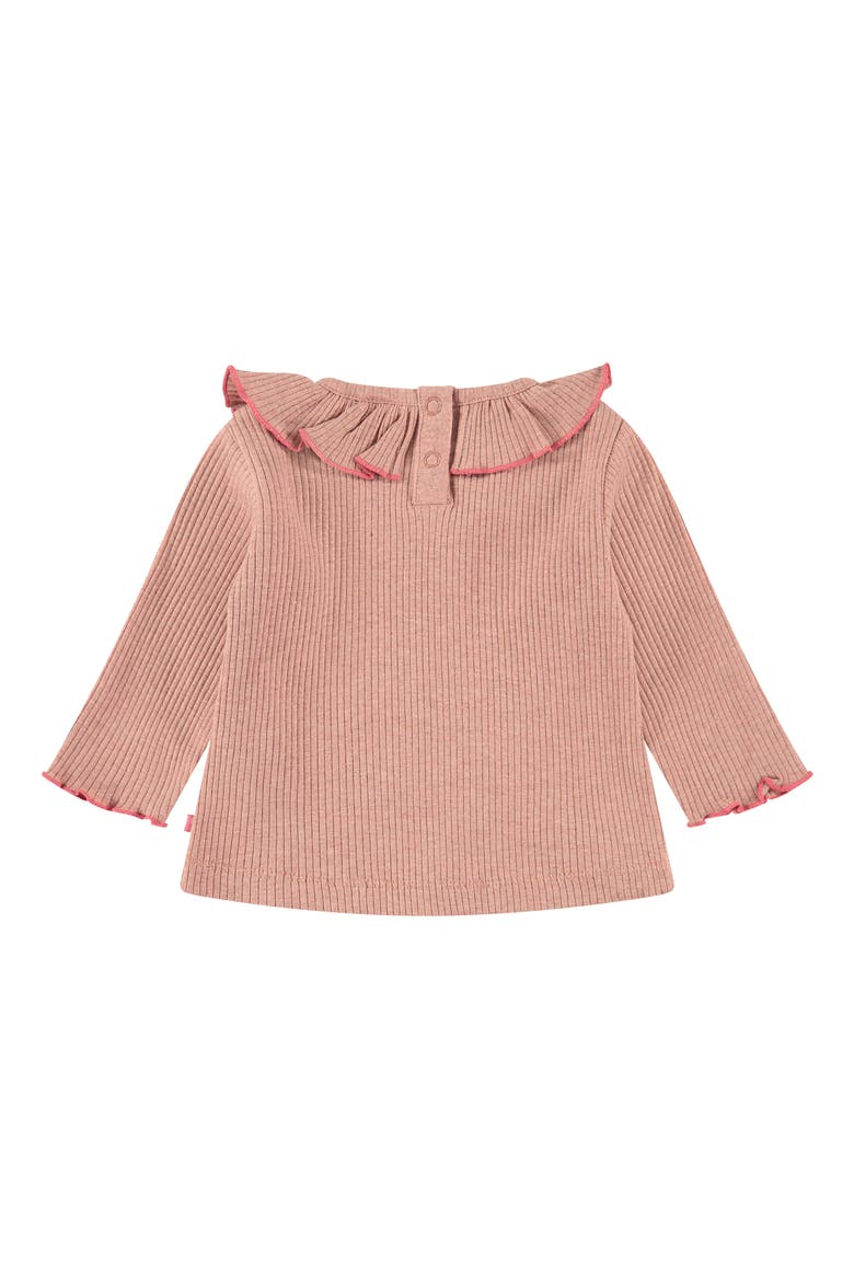 Rib Ruffle Collar Cotton Top, Alternate, color, PINK