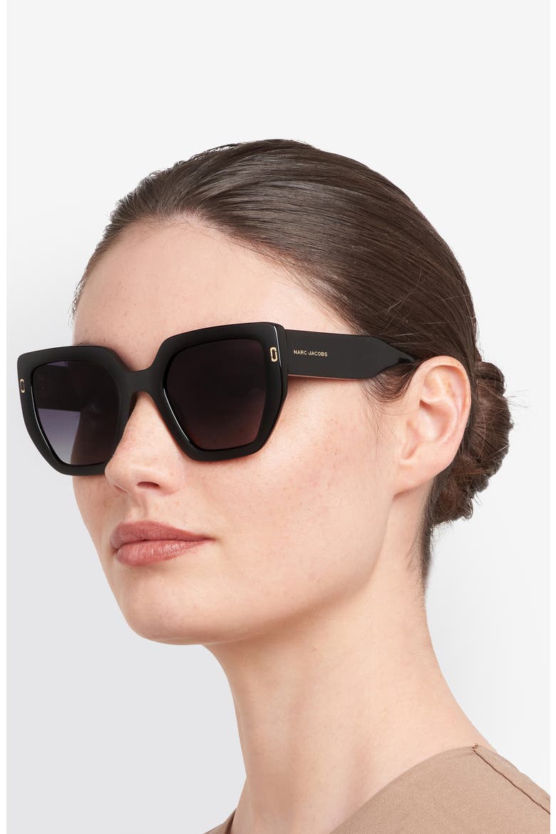 52mm Gradient Square Sunglasses, Alternate, color, BLACK/ DARK GREY