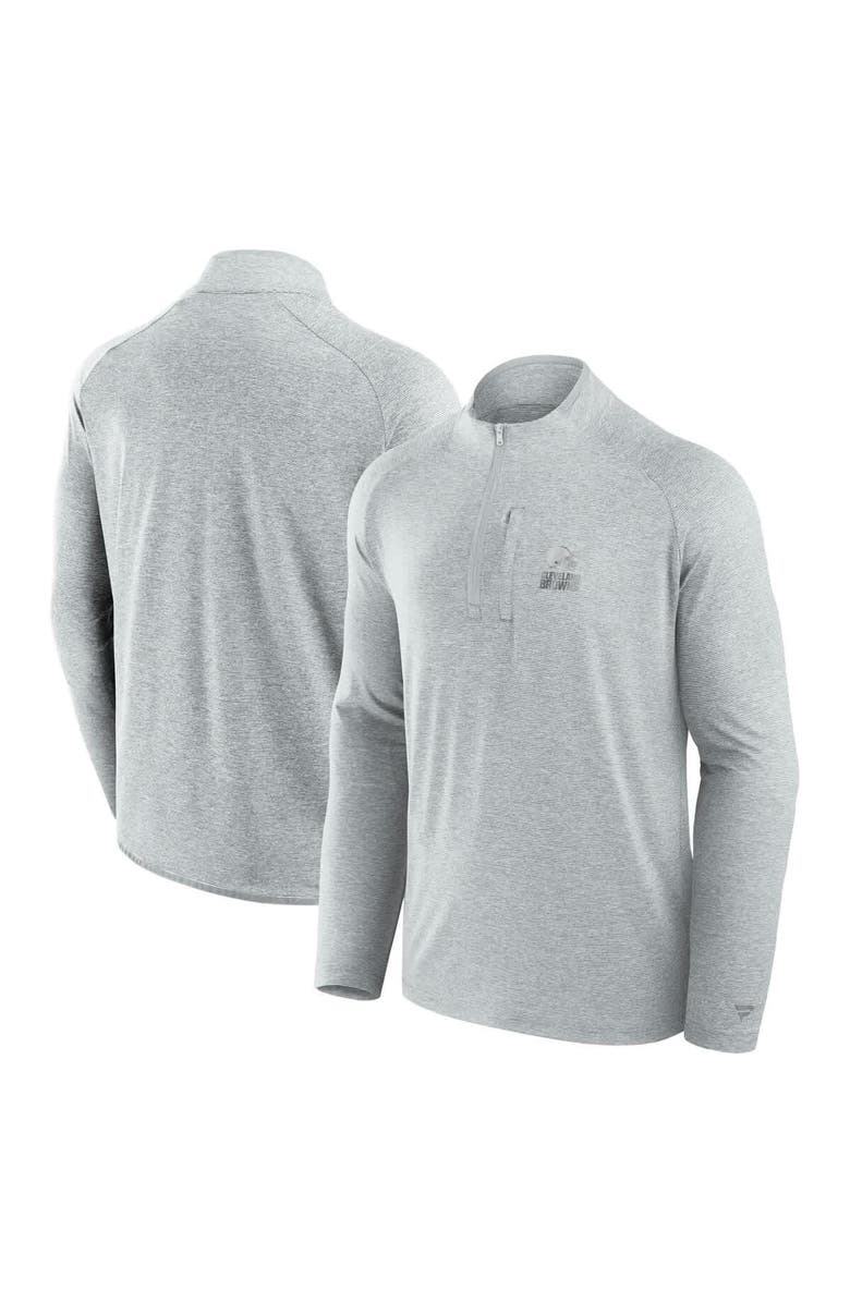 FANATICS Unisex Fanatics Gray Cleveland Browns Front Office Performance Primary Quarter-Zip Jacket, Main, color, Gray
