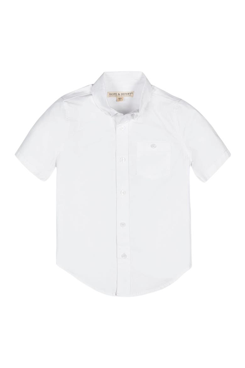 Boys' Organic Stretch Poplin Short Sleeve Shirt, Kids, Alternate, color, White Short Sleeve