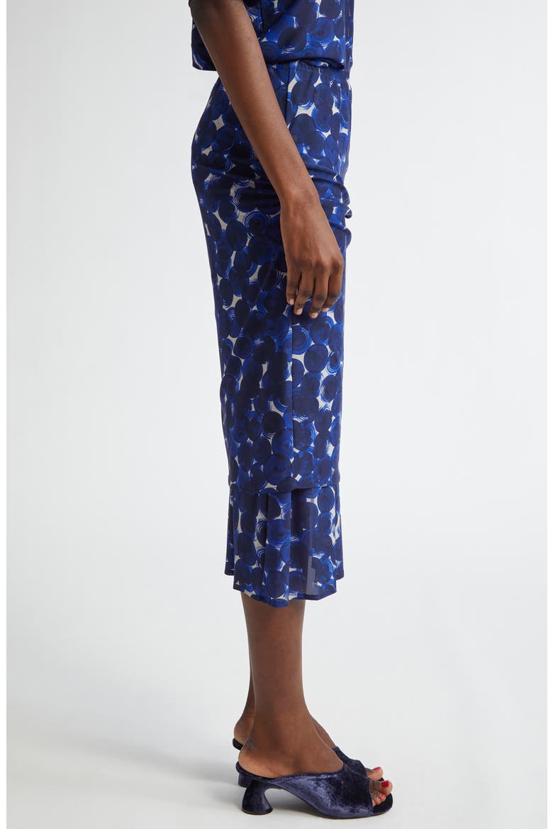 Homoa Abstract Dot Print Layered Mesh Midi Skirt, Alternate, color, BLUE