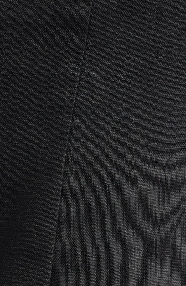 Ever New Mia Contrast Trim Linen Midi Dress, Alternate, color, Black