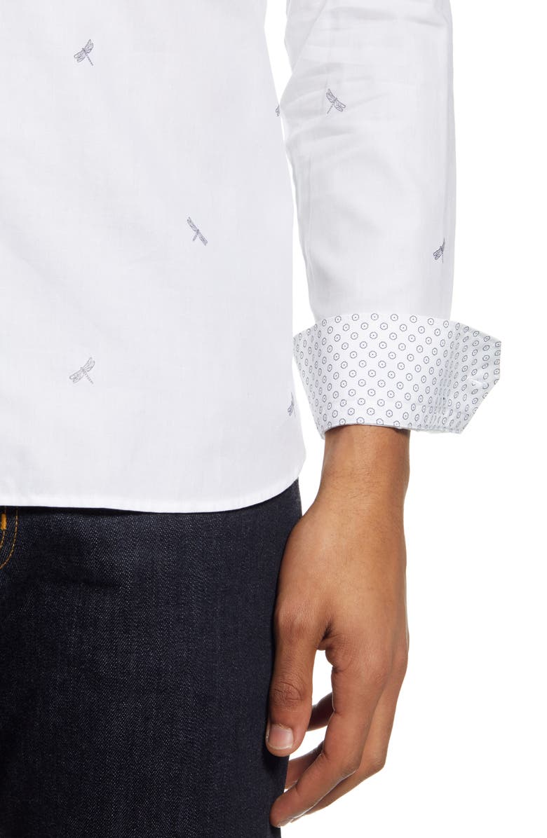 Ted Baker London Nowhy Dragonfly Print Button-Up Shirt, Alternate, color,