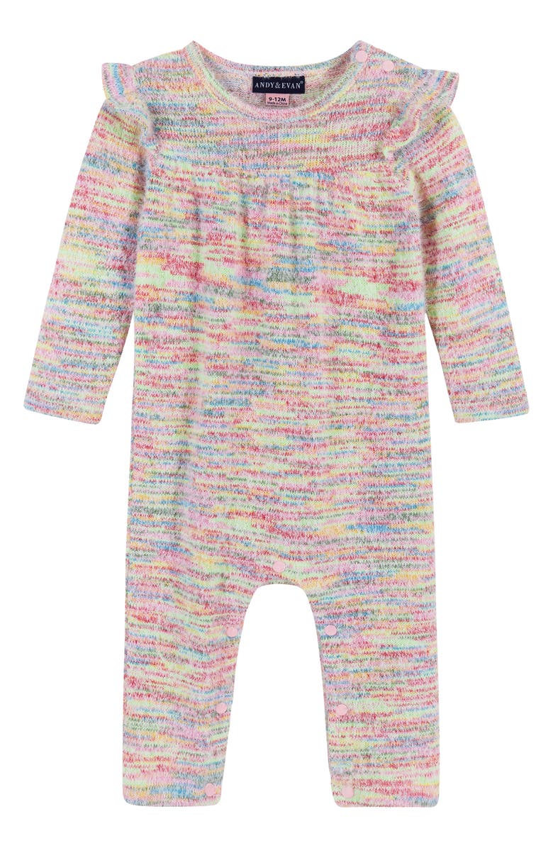 Andy & Evan Ruffle Space Dye Romper & Headband Set, Alternate, color, 