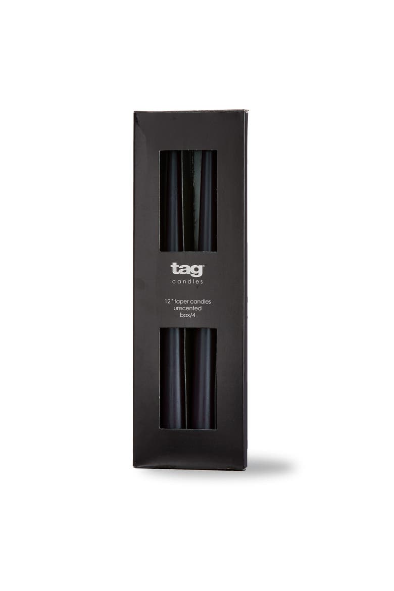 Color Studio Black Taper Candles Set of 4 Unscented, Main, color, Black