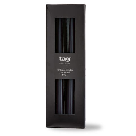 Color Studio Black Taper Candles Set of 4 Unscented