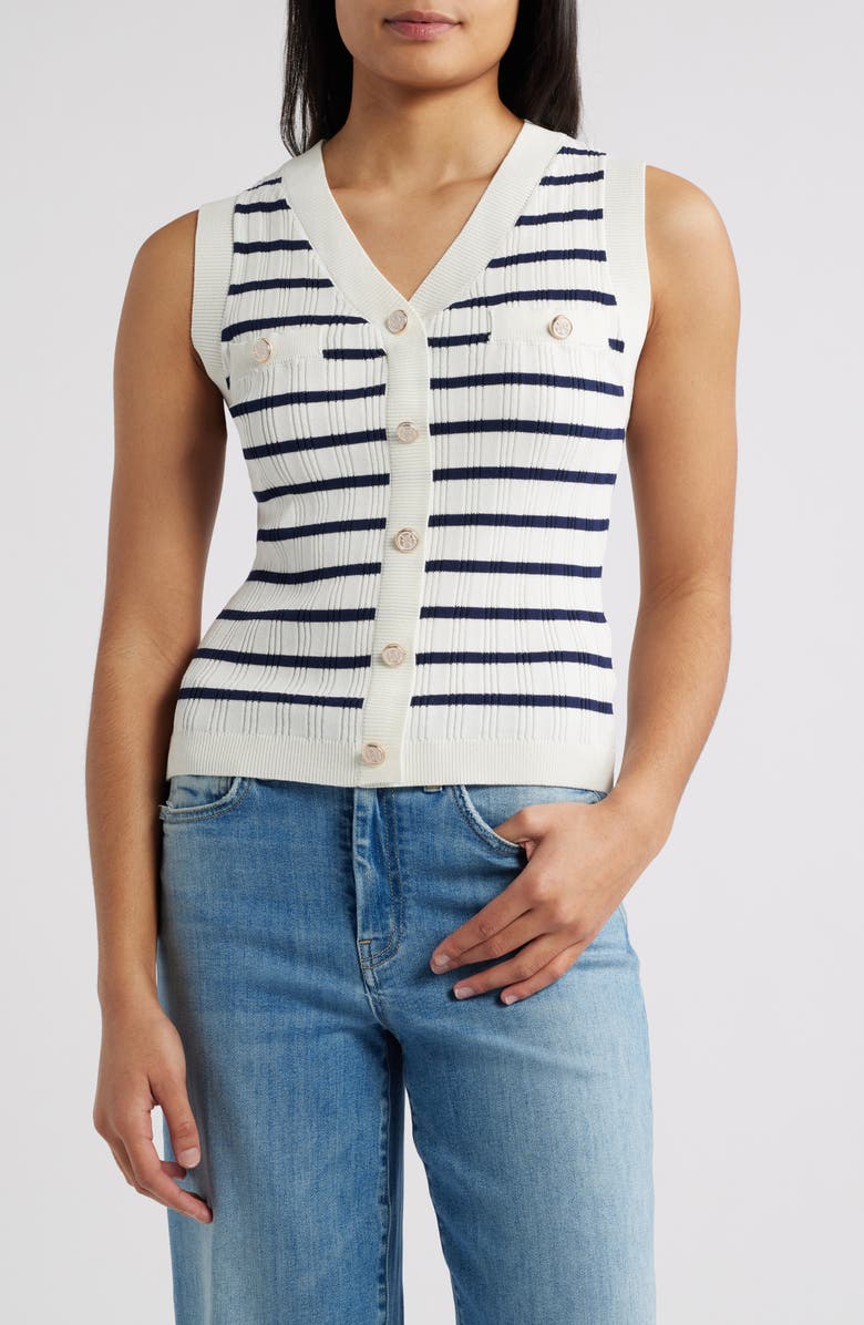 ZOE AND CLAIRE Stripe Variegated Rib Sleeveless Sweater, Main, color, 