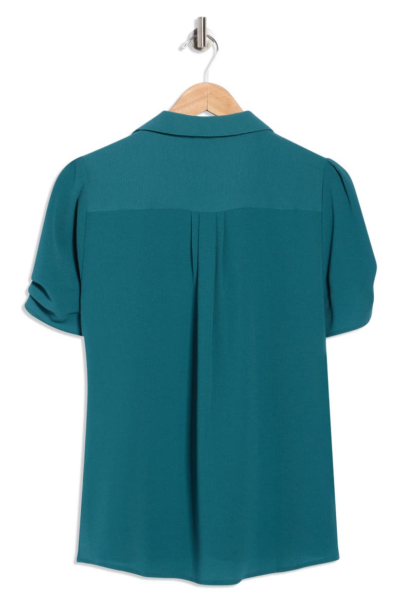 Puff Sleeve Button-Up Top, Alternate, color, OCEAN TIDE