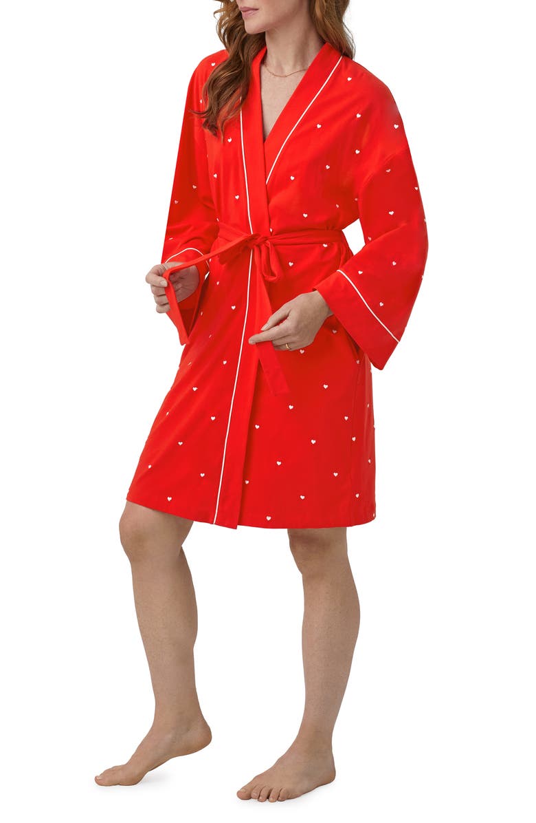 BedHead Pajamas Heart Dot Stretch Organic Cotton Jersey Robe, Alternate, color, 