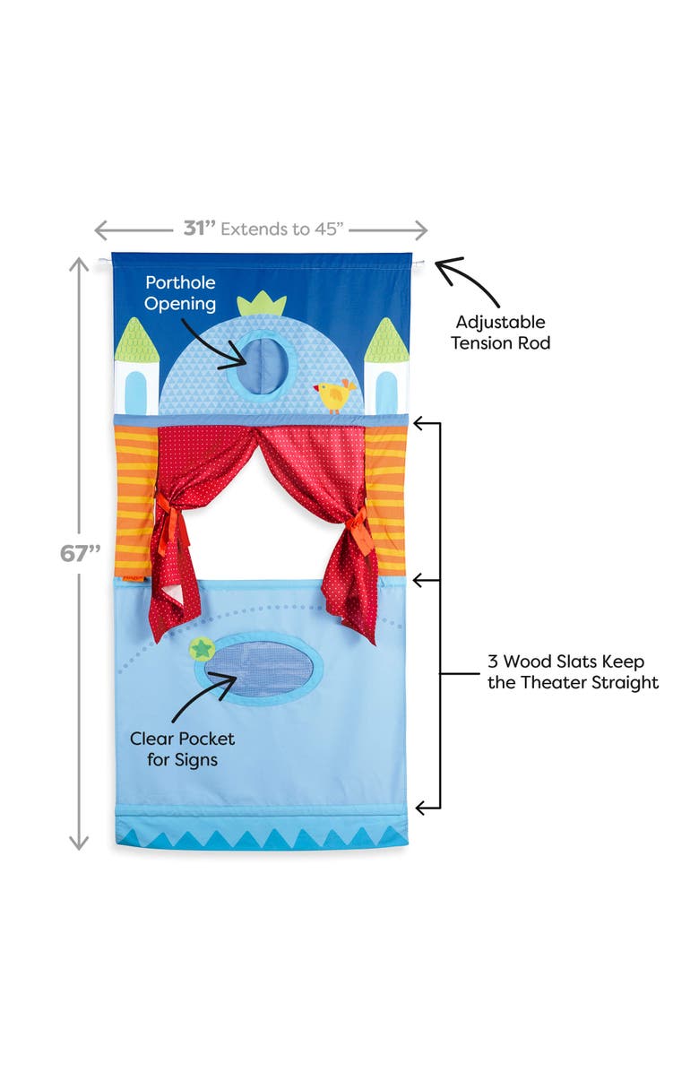 HABA Doorway Puppet Theater - Space Saver with Adjustable Rod Ideal for Pretend Play, Hand Puppets, Educational Kids Activities, & Toys for Toddlers, Alternate, color, Multi