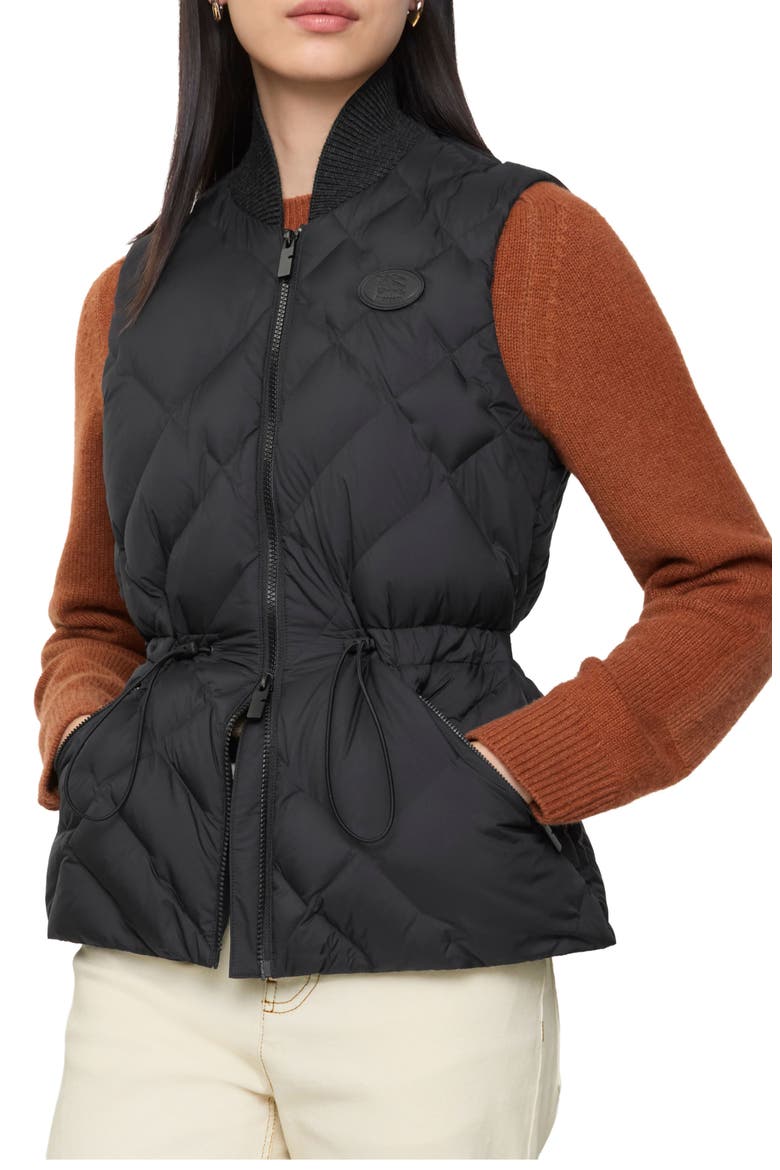 Devonside Check Stitch Quilted Down Vest, Main, color, BLACK