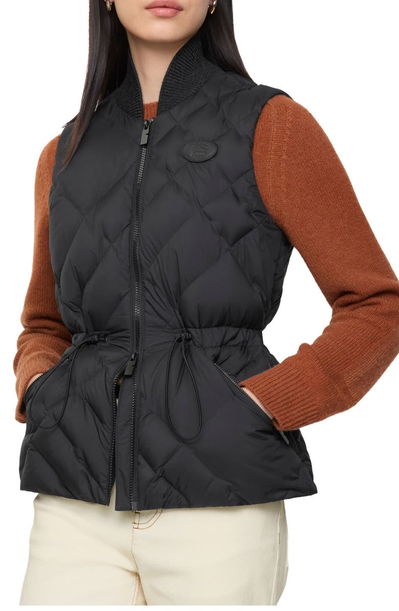 Burberry Devonside Check Stitch Quilted Down Vest, Main, color, Black