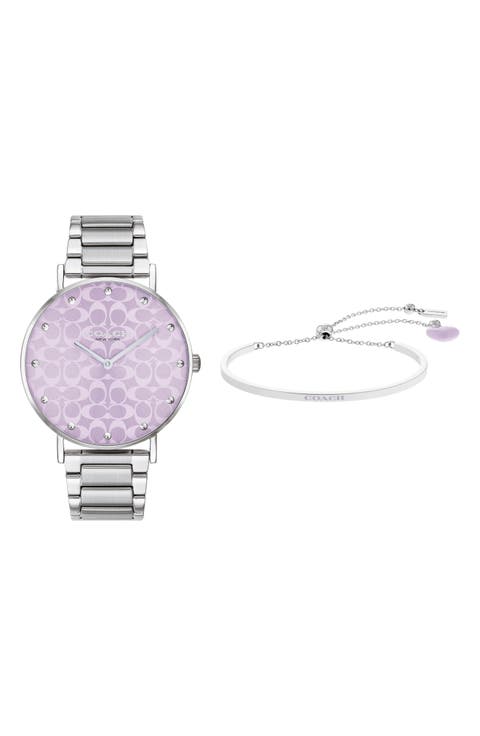 Perry Leather Strap Watch & Bracelet Set, 36mm