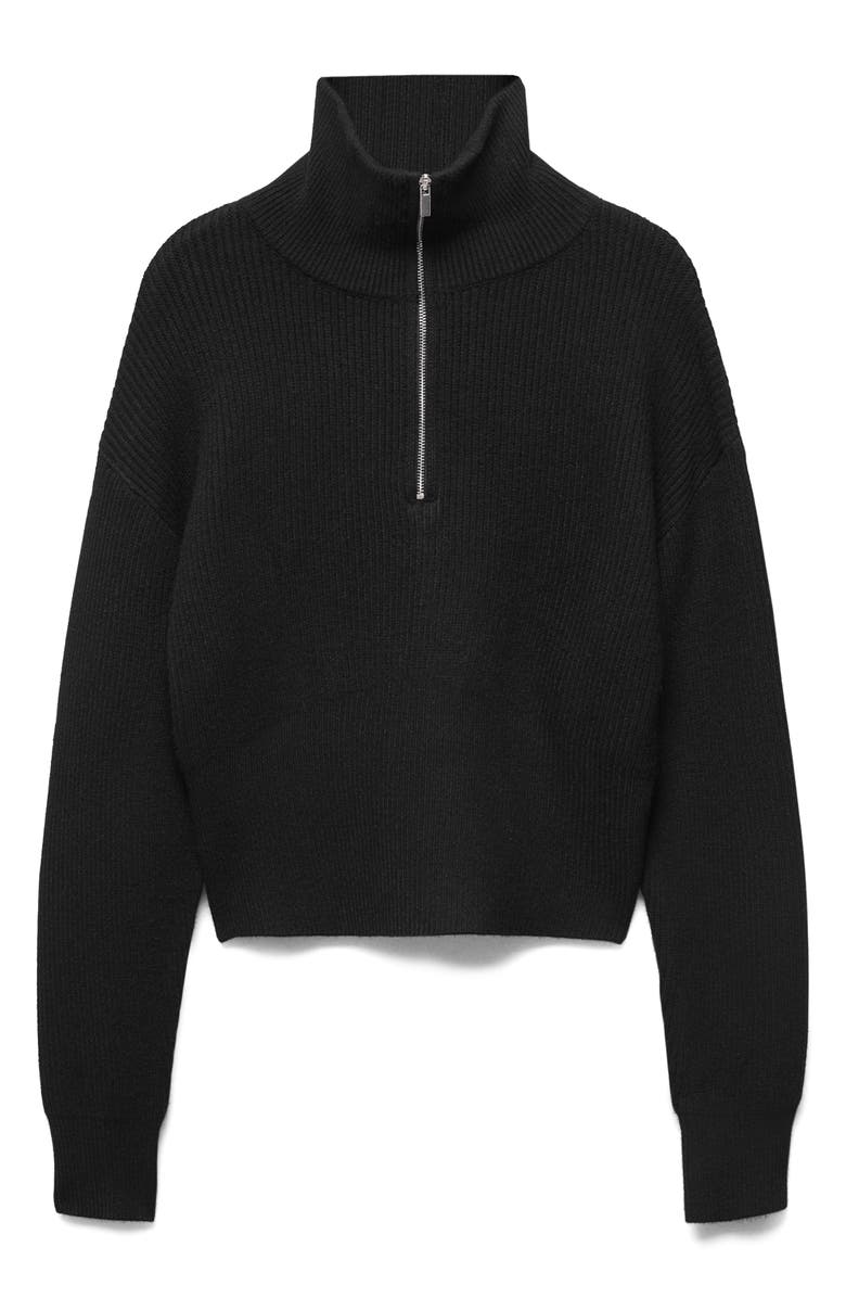 MANGO Half Zip Rib Sweater, Alternate, color, 