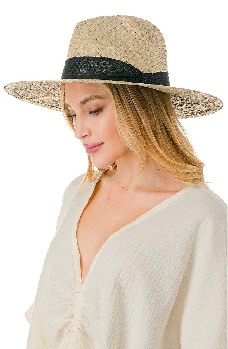 MARCUS ADLER Ribbon Band Straw Panama Hat, Alternate, color, 