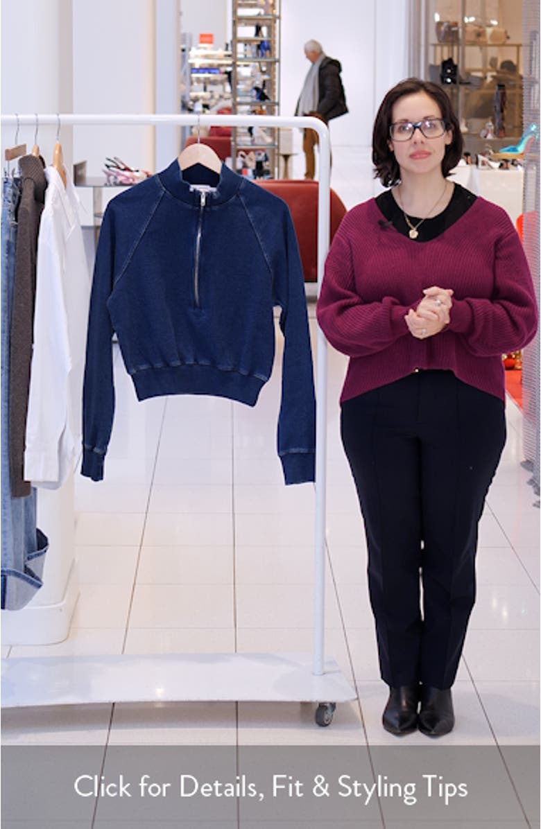 Jeanius Half Zip Crop French Terry Sweatshirt, sales video thumbnail