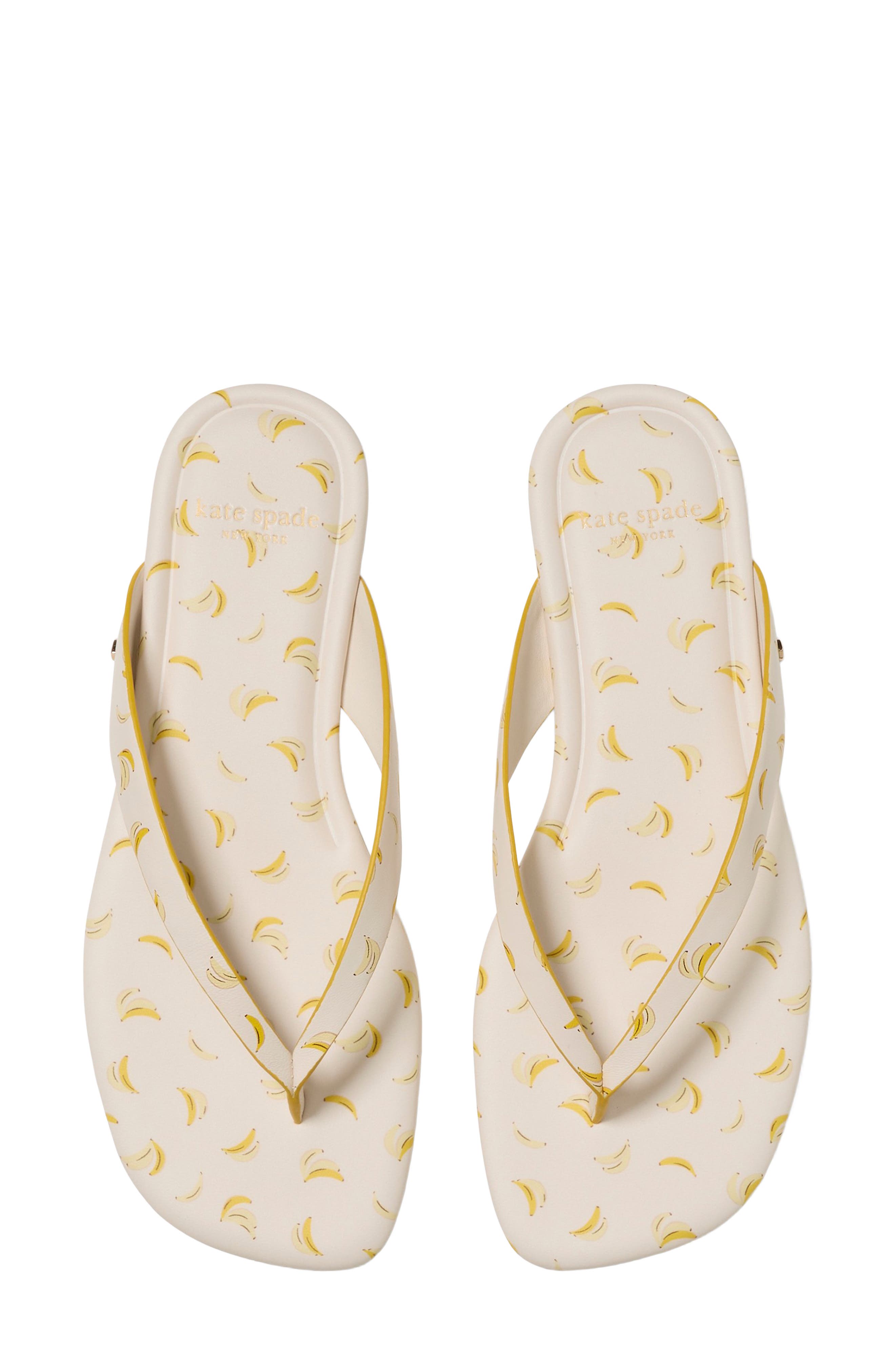 Kate Spade New York banana print flip flop, Alternate, color, 