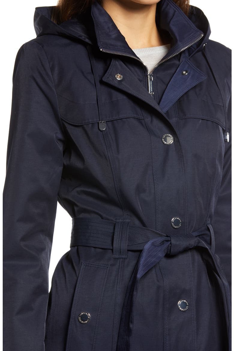 Hooded Trench Coat with Bib Inset, Alternate, color, MIDNIGHT NAVY