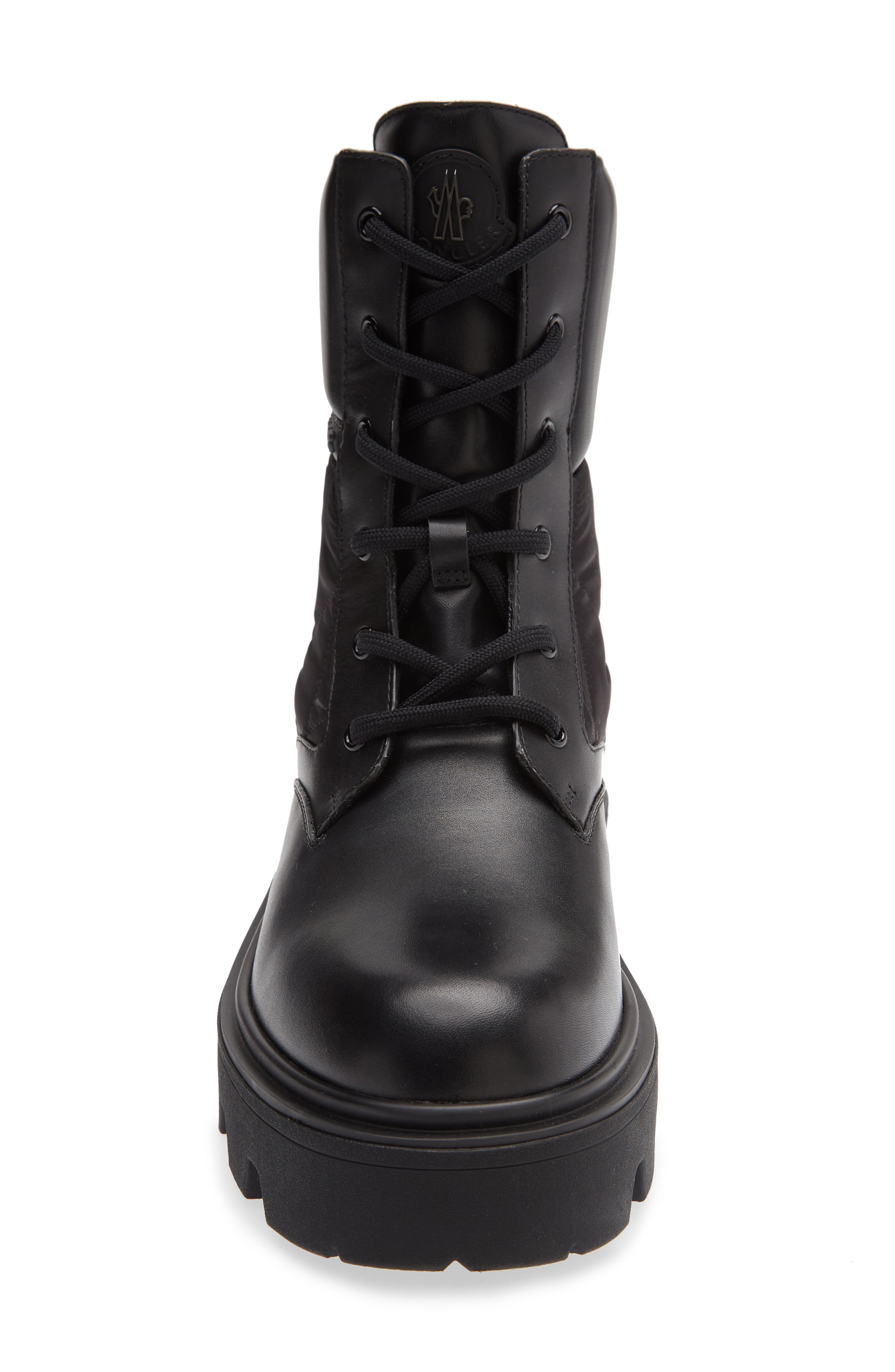 Aurea Lace-Up Leather Bootie, Alternate, color, BLACK
