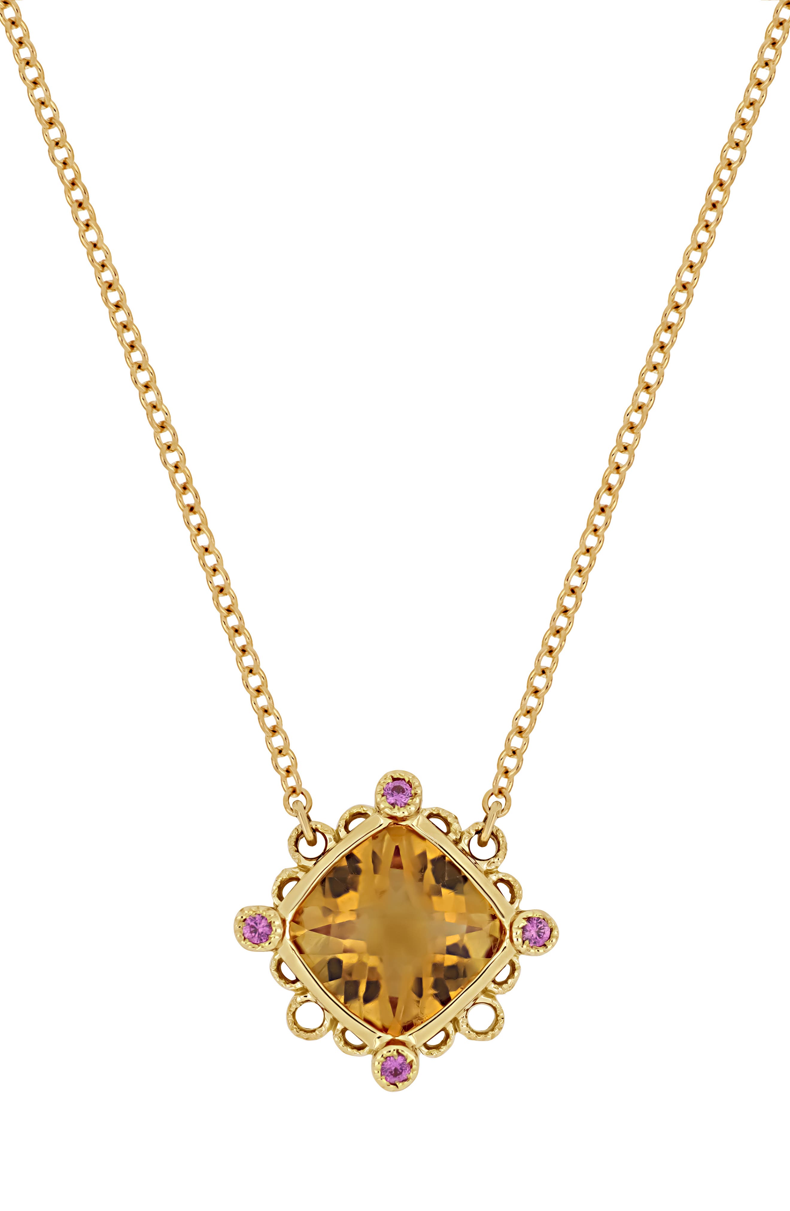 Bony Levy Iris Citrine & Pink Sapphire Pendant Necklace