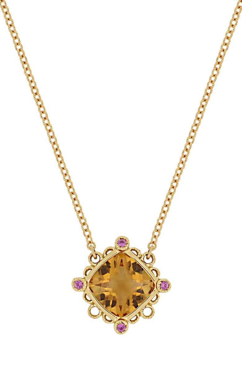 Bony Levy Iris Citrine & Pink Sapphire Pendant Necklace, Main, color, 18K Yellow Gold