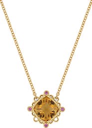 Bony Levy Iris Citrine & Pink Sapphire Pendant Necklace