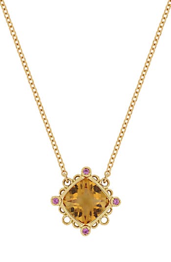 Bony Levy Iris Citrine & Pink Sapphire Pendant Necklace In Gold