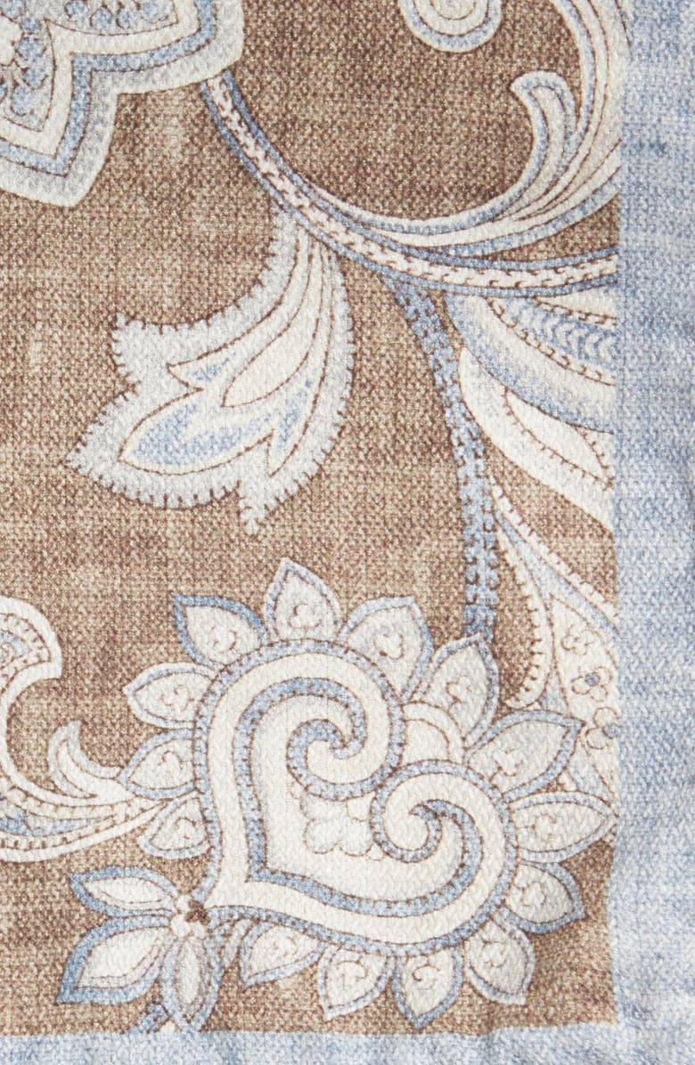 Jack Victor Verdun Floral & Medallion Reversible Silk Pocket Square, Alternate, color, Caramel